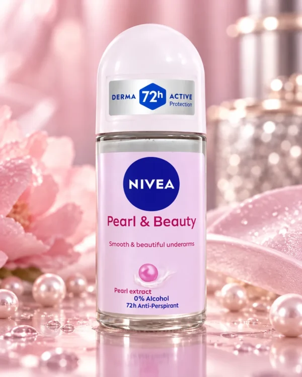 NIVEA Pearl & Beauty рол-он антиперспирант 50 ml – флакон в луксозна сцена NIVEA Pearl & Beauty рол-он антиперспирант 50 ml – флакон в луксозна сцена