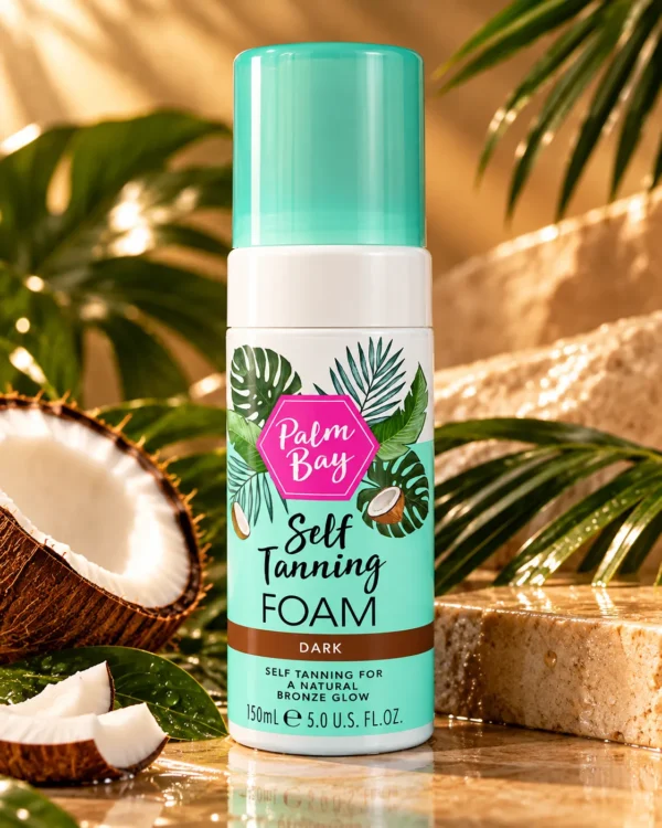 Palm Bay Self Tanning Foam Dark автобронзираща пяна 150 ml – флакон в луксозна сцена Palm Bay Self Tanning Foam Dark автобронзираща пяна 150 ml – флакон в луксозна сцена