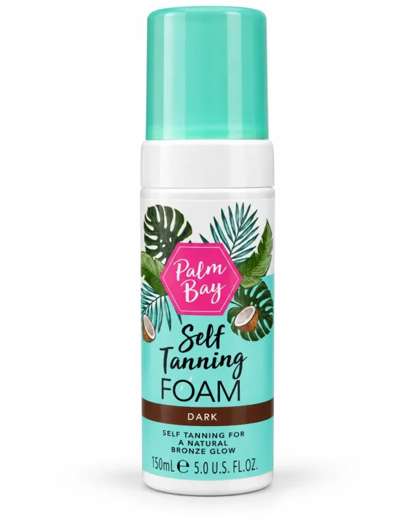 Palm Bay Self Tanning Foam Dark автобронзираща пяна 150 ml – изображение на бял фон Palm Bay Self Tanning Foam Dark автобронзираща пяна 150 ml – изображение на бял фон