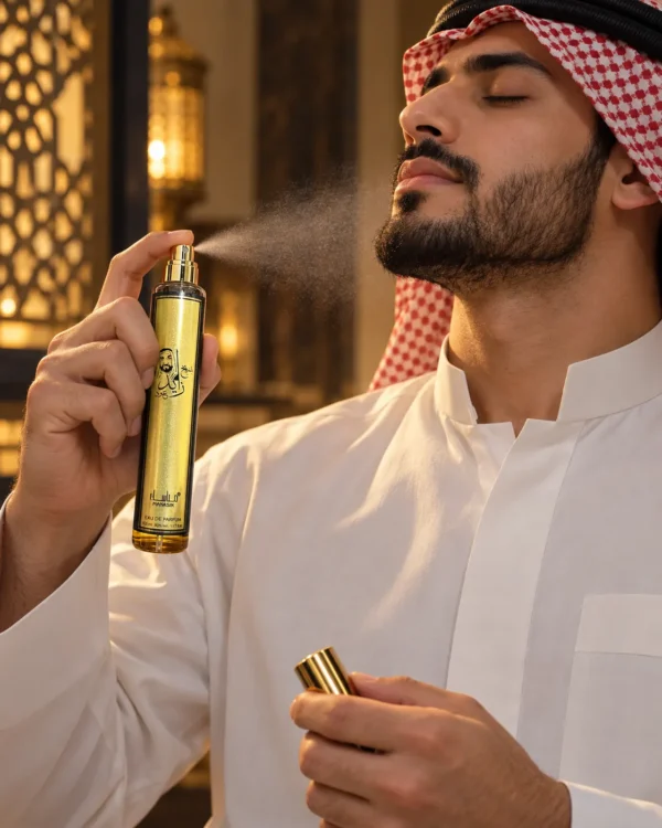 Sheikh Zayed Oud Eau de Parfum – Manasik 35 ml – lifestyle сцена с парфюма Sheikh Zayed Oud Eau de Parfum – Manasik 35 ml – lifestyle сцена с парфюма