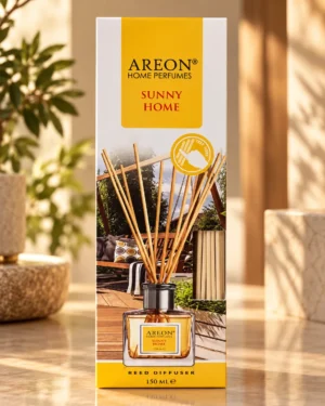 AREON Home Perfumes Sunny Home ароматен дифузер 150 ml – флакон в луксозна сцена AREON Home Perfumes Sunny Home ароматен дифузер 150 ml – флакон в луксозна сцена