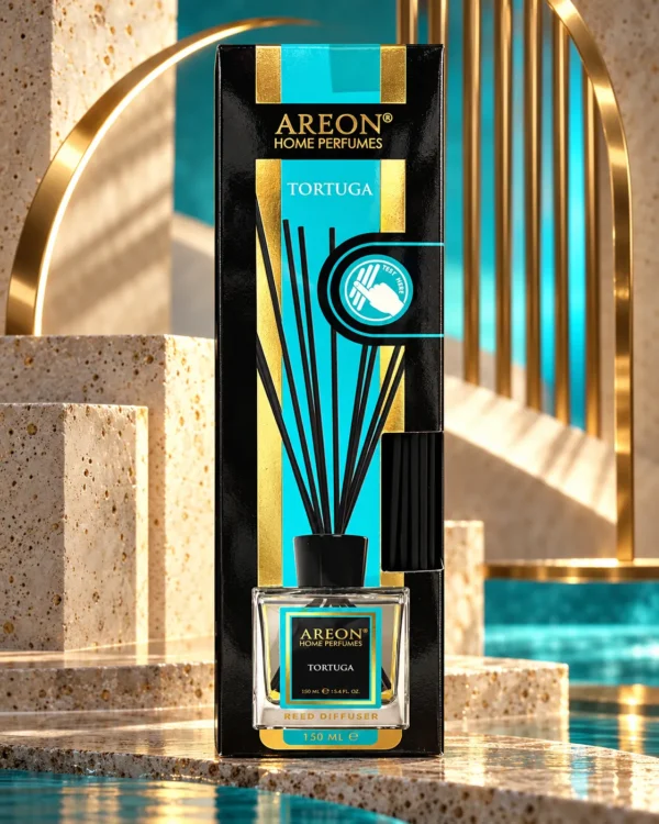 AREON Home Perfumes Tortuga ароматен дифузер 150 ml – флакон в атмосферна сцена AREON Home Perfumes Tortuga ароматен дифузер 150 ml – флакон в атмосферна сцена